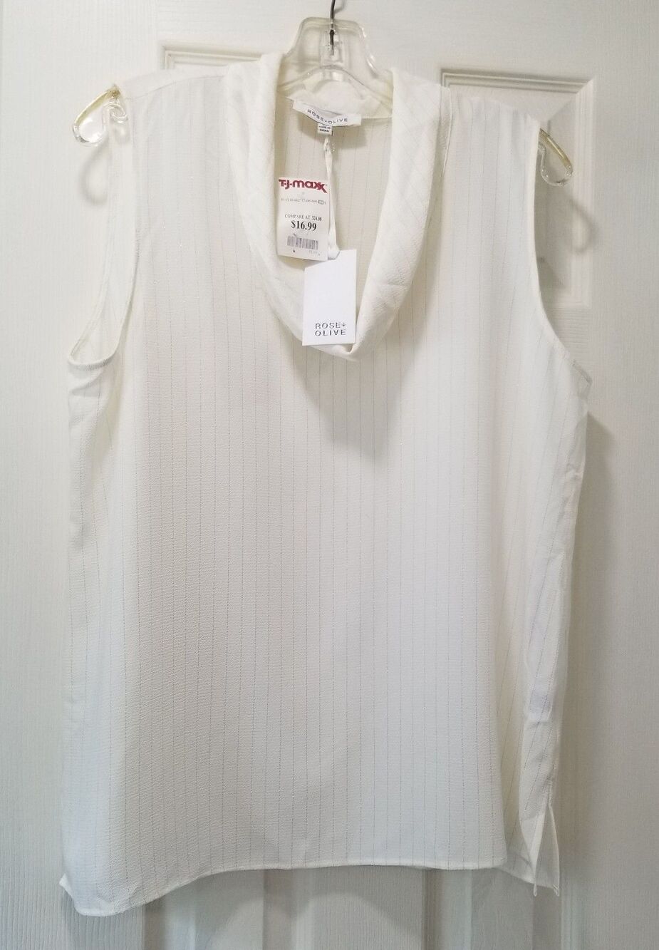 ROSE & OLIVE White Sleeveless Cowl Neck Blouse size xl